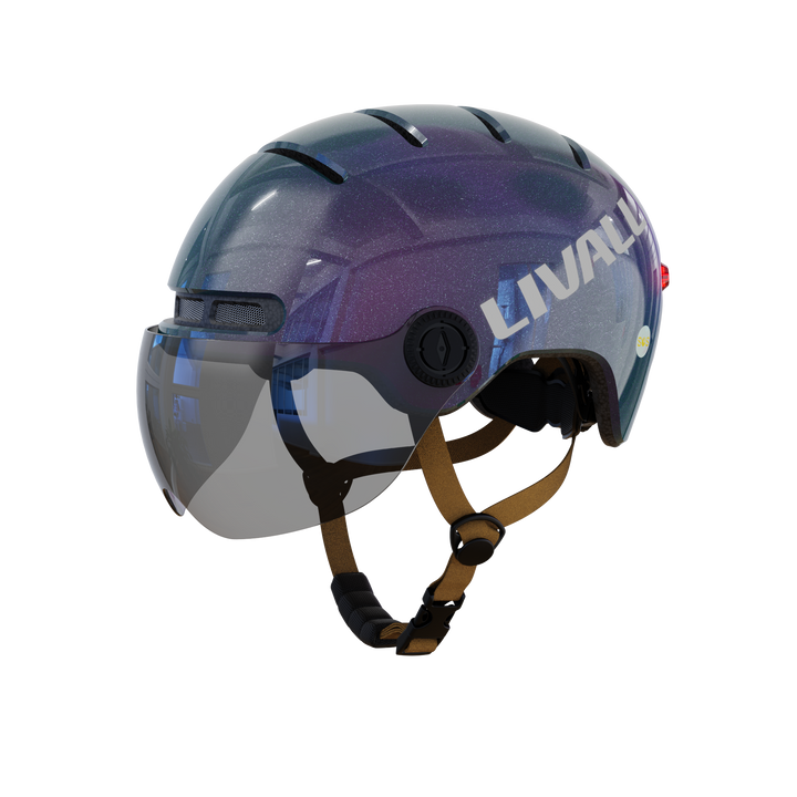 LIVALL L23 cycling purple and blue smart helmet with removable visor