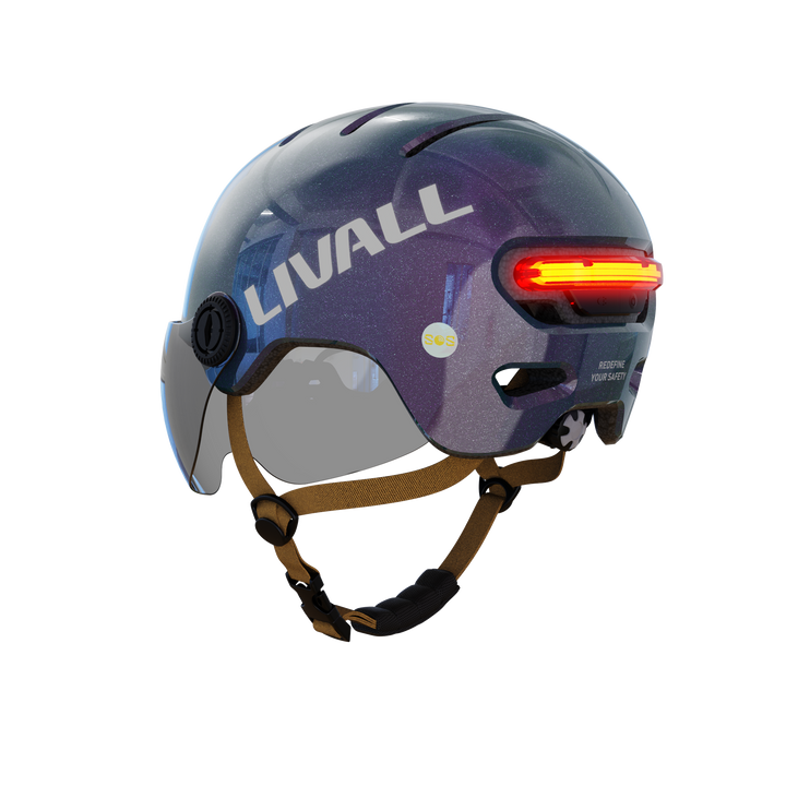 LIVALL L23 cycling purple and blue smart helmet with removable visor